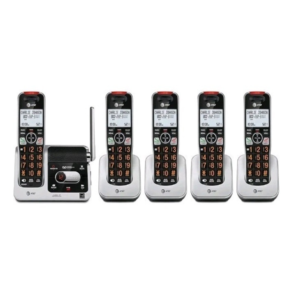 AT&T BL102-5 DECT 6.0 5-Handset Cordless Phone for‎ 5 Handset, Silver/Black